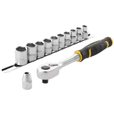 Stanley 22-Piece Metric 3/8 in Standard Socket/Bit Set with Ratchet, 12 point; Phillips Bit; Slotted Bit; Torx Bit