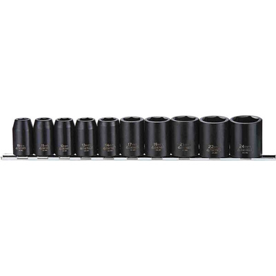 Teng Tools 10-Piece Metric 1/2 in Impact Socket Set , 6 point