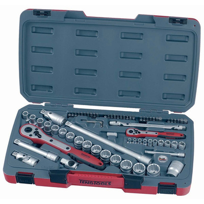 Teng Tools 72-Piece Metric 1/4 in Standard Socket/Allen Key/Bit Set with Ratchet, 6 point; 12 point; Hex Bit; Phillips