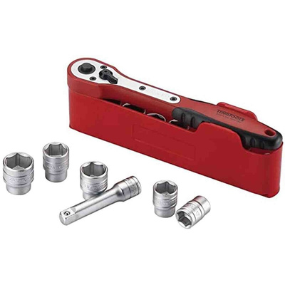 Teng Tools 13-Piece Metric 1/4 in Standard Socket Set with Ratchet, 6 point