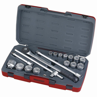 Teng Tools 18-Piece Metric 3/4 in Standard Socket Set with Ratchet