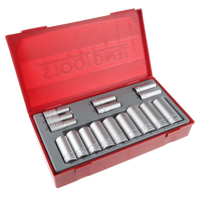 Teng Tools 16-Piece Metric 3/8 in Deep Socket Set , 6 point