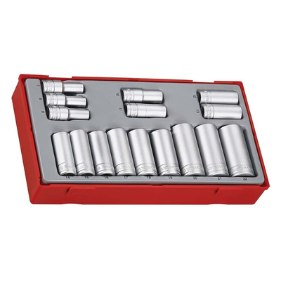 Teng Tools 16-Piece Metric 3/8 in Deep Socket Set , 6 point