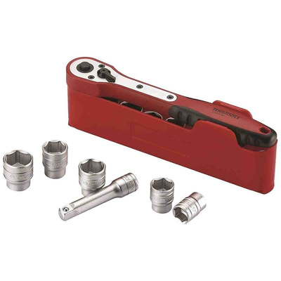 Teng Tools 12-Piece Metric 3/8 in Standard Socket Set with Ratchet, 6 point