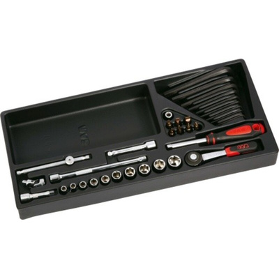 SAM 34-Piece Metric 1/4 in Standard Socket/Allen Key/Bit Set with Ratchet, 6 point; Phillips Bit; Pozidriv Bit; Slotted