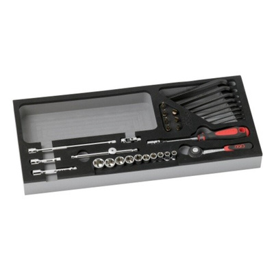 SAM 34-Piece Metric 1/4 in Standard Socket/Allen Key/Bit Set with Ratchet, 6 point; Phillips Bit; Pozidriv Bit; Slotted