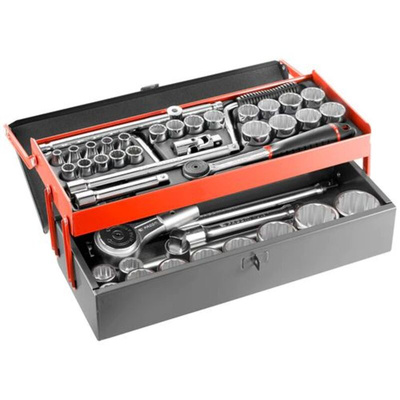 Facom 25-Piece Metric 1/2 in; 3/4 in Standard Socket Set with Ratchet, 12 point