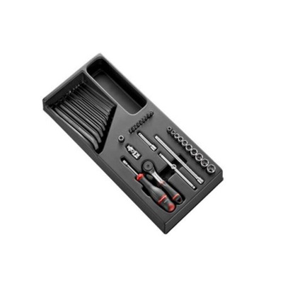 Facom 32-Piece Metric 1/4 in Standard Socket/Allen Key/Bit Set with Ratchet, 6 point; Hex Bit; Pozidriv Bit; Torx Bit