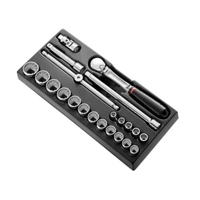 Facom 22-Piece Imperial 1/2 in Standard Socket Set with Ratchet, 12 point