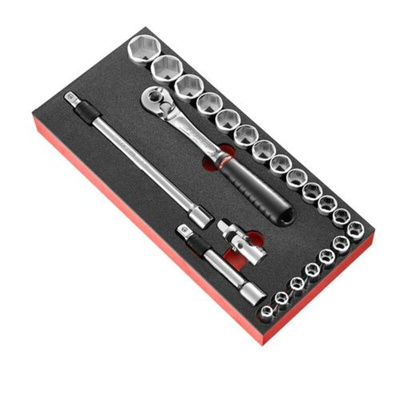 Facom 23-Piece Metric 1/2 in Standard Socket Set with Ratchet, 6 point