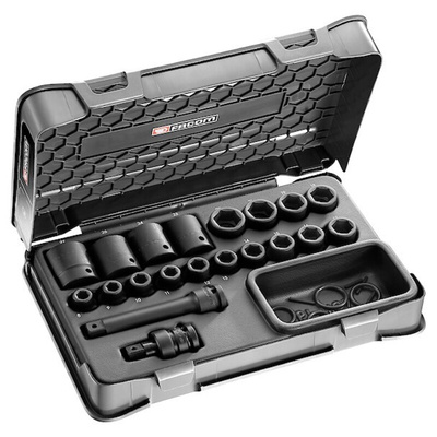 Facom 20-Piece Metric 1/2 in Impact Socket Set , 6 point