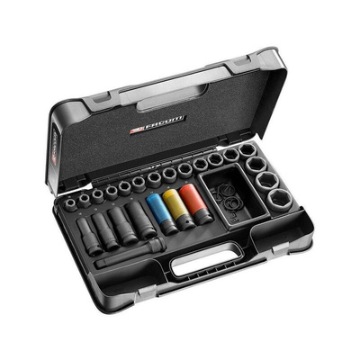 Facom 24-Piece Metric 1/2 in Deep Impact Socket/Standard Impact Socket Set , 6 point