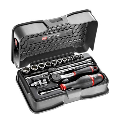 Facom 17-Piece Imperial 1/4 in Standard Socket Set with Ratchet, 6 point