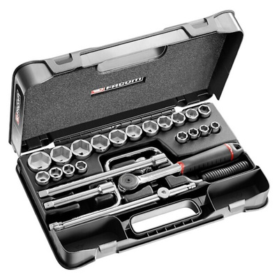 Facom 25-Piece Imperial 1/2 in Standard Socket Set with Ratchet, 6 point