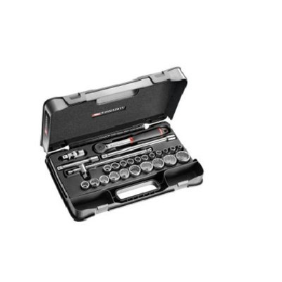 Facom 26-Piece Metric 1/2 in Standard Socket Set with Ratchet, 12 point