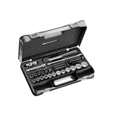 Facom 48-Piece Metric 1/2 in Standard Socket/Bit Set with Ratchet, 12 point; Hex Bit; Phillips Bit; Pozidriv Bit;