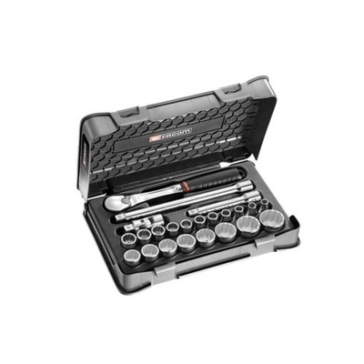 Facom 23-Piece Metric 1/2 in Standard Socket Set with Ratchet, 12 point