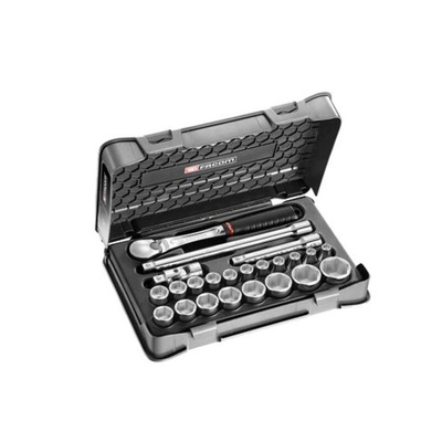 Facom 23-Piece Metric 1/2 in Standard Socket Set with Ratchet, 6 point