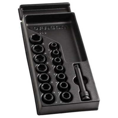 Facom Metric 1/2 in Impact Socket Set , 6 point
