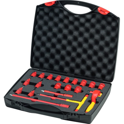 Wiha 21-Piece Metric 3/8 in Standard Socket Set with Ratchet, 6 point