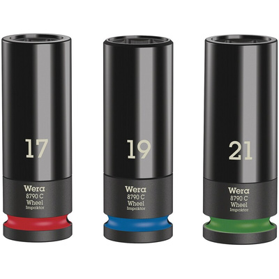 Wera 3-Piece Metric 1/2 in Wheel Nut Socket Set , 6 point