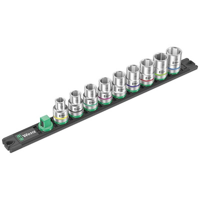 Wera 9-Piece Metric 1/2 in Standard Socket Set , 6 point