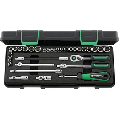 STAHLWILLE 33-Piece Imperial, Metric 1/4 in Standard Socket Set with Ratchet, 6 point