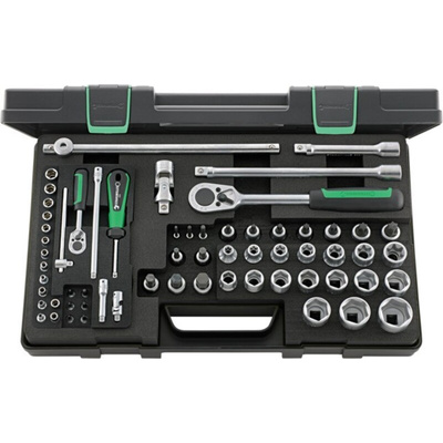 STAHLWILLE 63-Piece Metric 1/2 in; 1/4 in Standard Socket/Bit Set with Ratchet, 6 point; e-Torx
