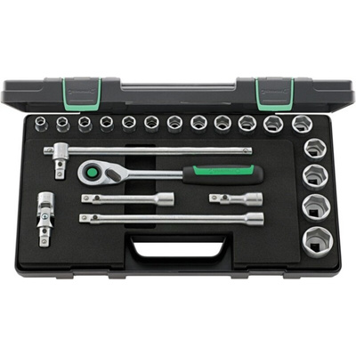 STAHLWILLE 22-Piece Metric 1/2 in Standard Socket Set with Ratchet, 6 point