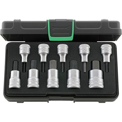 STAHLWILLE 10-Piece Metric 1/2 in Bit Socket Set , Hex Bit