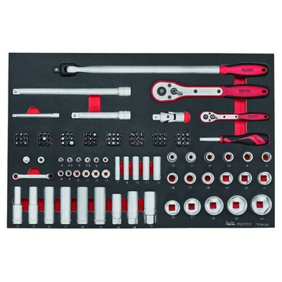 Teng Tools 126-Piece Metric 1/2 in; 1/4 in Deep Socket/Standard Socket/Bit Set with Ratchet, 6 point; 12 point; Hex