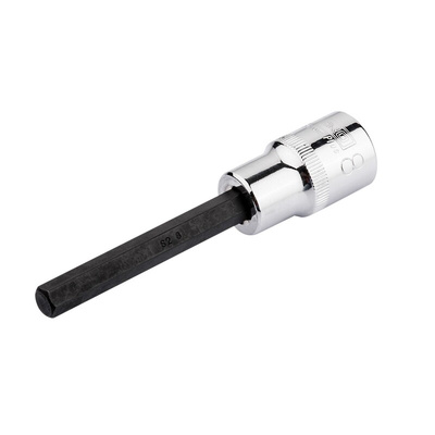 RS PRO 1/2 in Drive Bit Socket, Hex Bit, 8mm, 100 mm Overall Length