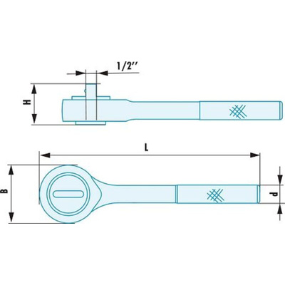 Facom 1/2 in Square Socket Wrench with Ratchet Handle, 245 mm Overall