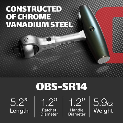 Observer Tools OBS-SR14 1/4 in Square Ratchet with Rotator Handle, 125 mm Overall