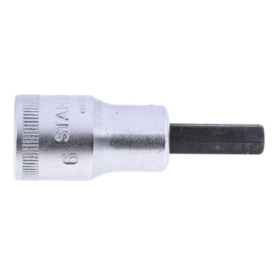 STAHLWILLE 3/8 in Drive Bit Socket, Hex Bit, 6mm, 52 mm Overall Length