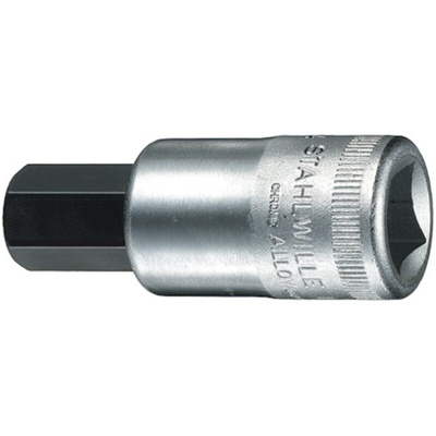 STAHLWILLE 1/2 in Drive Bit Socket, Hex Bit, 12mm, 60 mm Overall Length