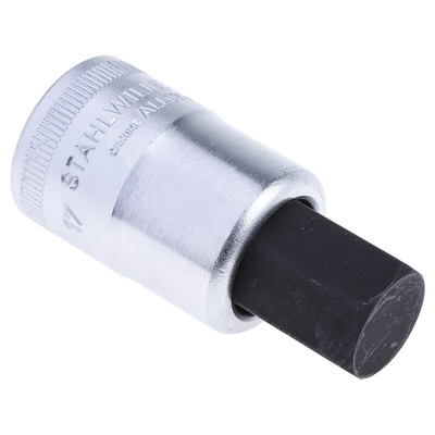 STAHLWILLE 1/2 in Drive Bit Socket, Hex Bit, 17mm, 60 mm Overall Length