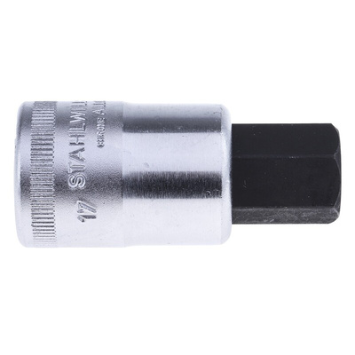 STAHLWILLE 1/2 in Drive Bit Socket, Hex Bit, 17mm, 60 mm Overall Length