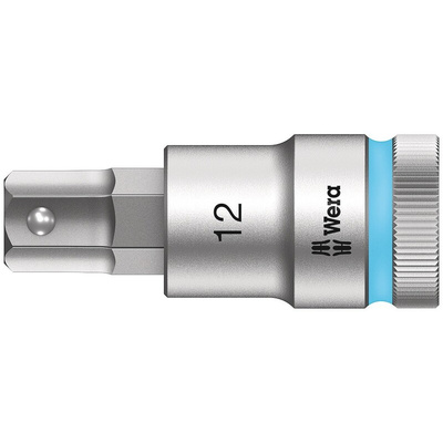 Wera 1/2 in Drive Bit Socket, Hex Bit, 12mm, 60 mm Overall Length