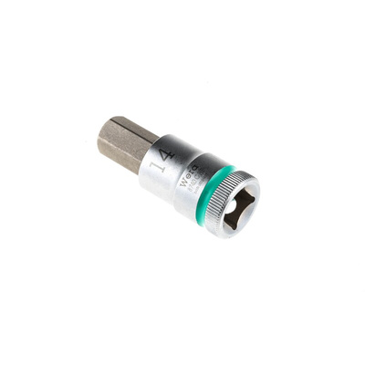 Wera 1/2 in Drive Bit Socket, Hex Bit, 14mm, 60 mm Overall Length