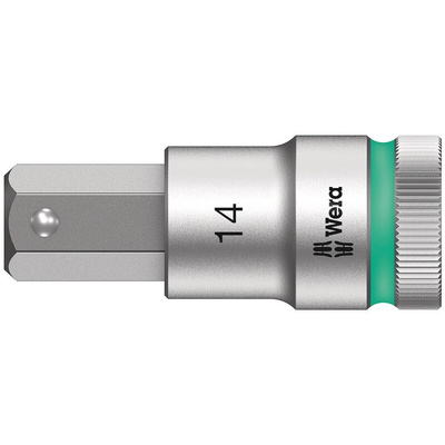 Wera 1/2 in Drive Bit Socket, Hex Bit, 14mm, 60 mm Overall Length
