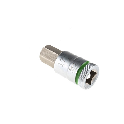 Wera 1/2 in Drive Bit Socket, Hex Bit, 17mm, 60 mm Overall Length