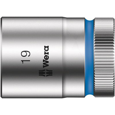 Wera 1/2 in Drive 19mm Standard Socket, 6 point, 37 mm Overall Length