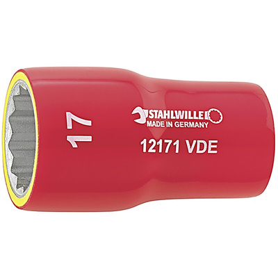 STAHLWILLE 3/8 in Drive 22mm Insulated Standard Socket, 12 point, VDE/1000V, 53 mm Overall Length