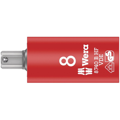Wera 3/8 in Drive 8mm Insulated Bit Socket, Hex Bit, 8mm, VDE/1000V, 59 mm Overall Length