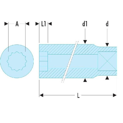 Facom 1/2 in Drive 10mm Standard Socket, 12 point, 36 mm Overall Length
