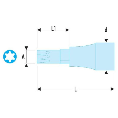 Facom 1/2 in Drive Bit Socket, Hex OGV Bit, 12mm, 60 mm Overall Length