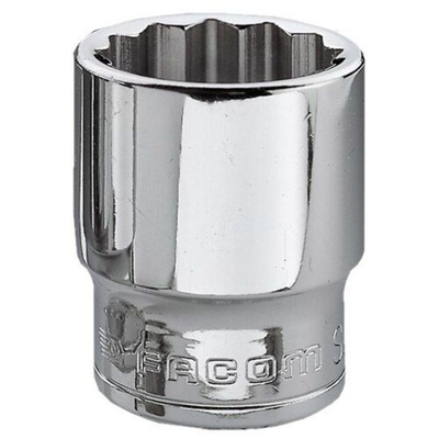 Facom 3/8 in Drive 1/4in Standard Socket, 12 point, 44.7 mm Overall Length
