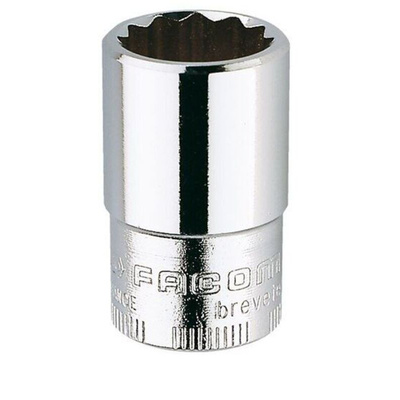 Facom 3/8 in Drive 1/2in Standard Socket, 12 point, 30 mm Overall Length