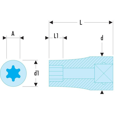 Facom 1/4 in Drive E4 Standard Socket, e-Torx, 22 mm Overall Length